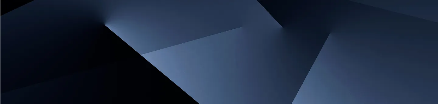 Abstract geometric background with overlapping dark and light blue triangular shapes.