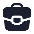Icon of a dark blue briefcase with a handle and buckle closure.