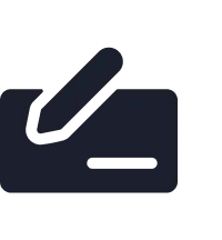 Icon of a dark blue ballot box with a paper and pen above it.